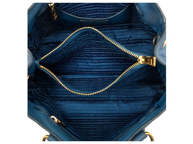 Borsa Tote Aperta Convertibile Prada Blue Vitello Daino - vista 4