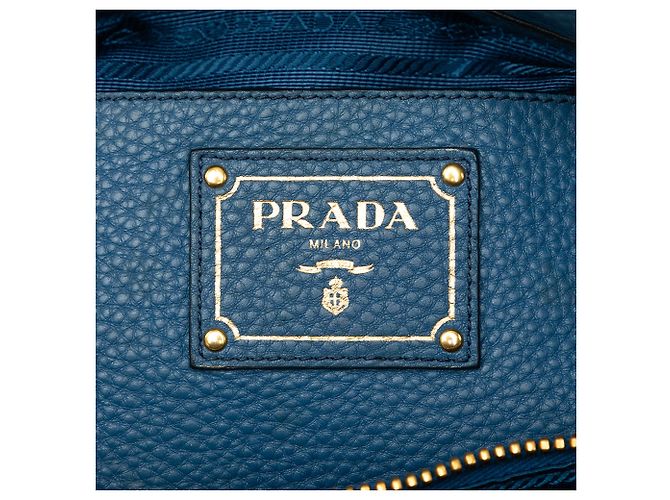Borsa Tote Aperta Convertibile Prada Blue Vitello Daino - vista 5