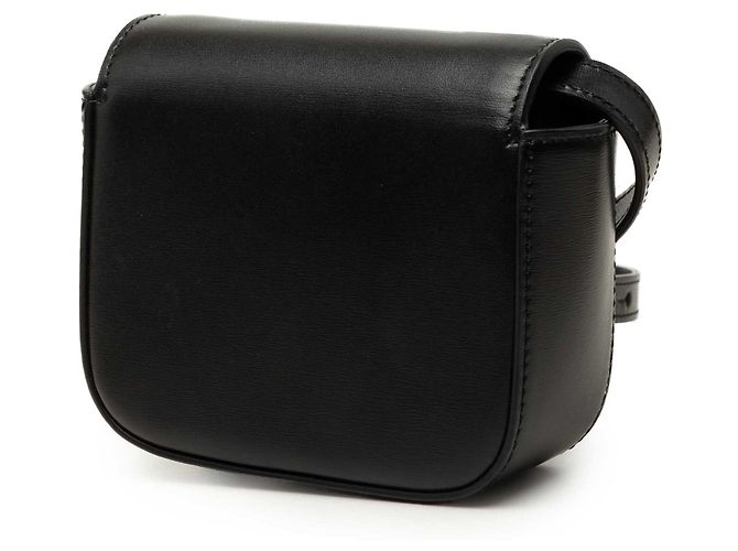 Céline Celine Mini Borsa a Tracolla Triomphe in Pelle di Vitello Lucida Nera - vista 2