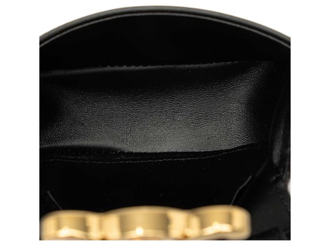 Céline Celine Mini Borsa a Tracolla Triomphe in Pelle di Vitello Lucida Nera - vista 4