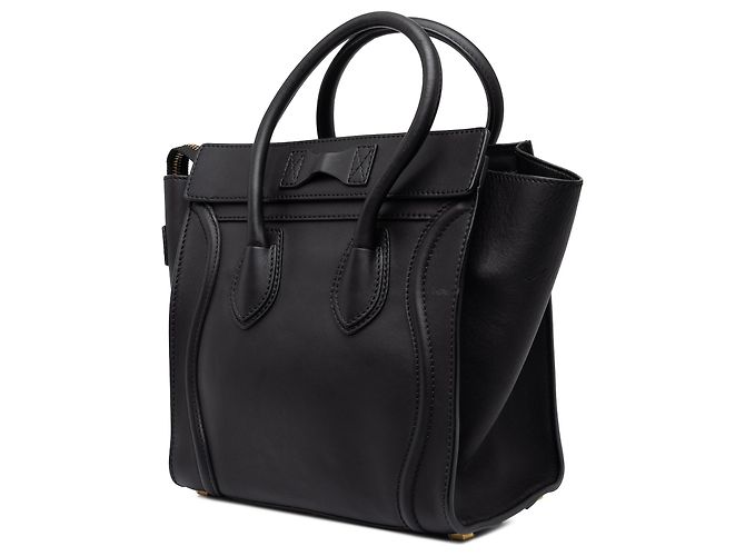Céline Celine Micro Luggage Tote in pelle di vitello liscia nera - vista 2