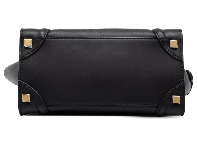 Céline Celine Micro Luggage Tote in pelle di vitello liscia nera - vista 3