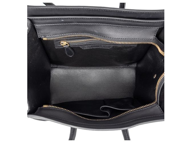 Céline Celine Micro Luggage Tote in pelle di vitello liscia nera - vista 4