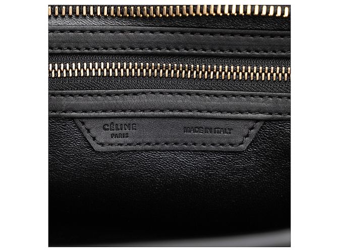 Céline Celine Micro Luggage Tote in pelle di vitello liscia nera - vista 5
