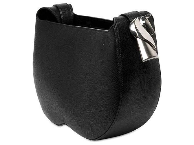 Borsa a tracolla Burberry Black Medium in vitello e lana Chess Blanket - vista 2