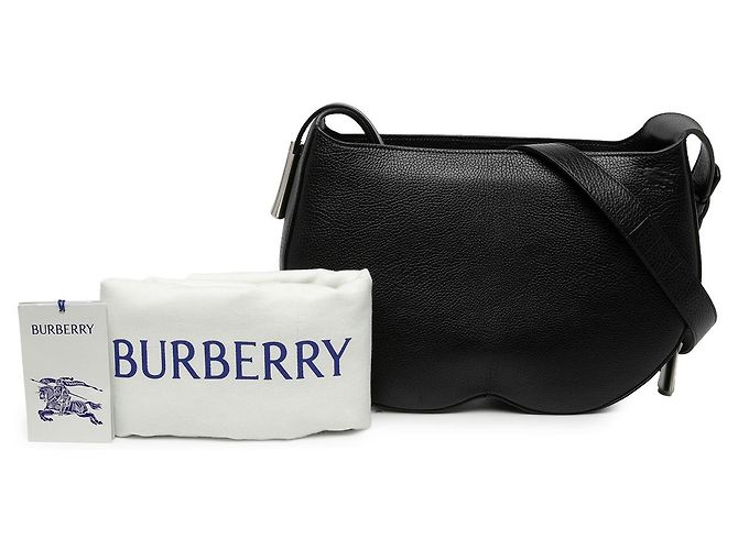 Borsa a tracolla Burberry Black Medium in vitello e lana Chess Blanket - vista 7