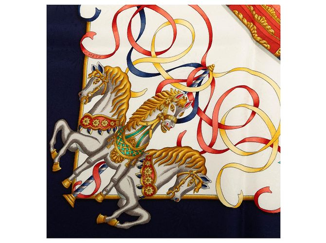 Hermès White Luna Park Silk Scarf 90 - view 5