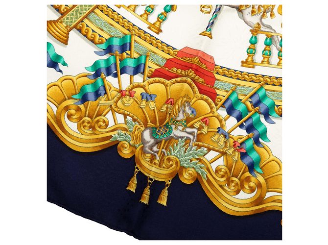 Hermès White Luna Park Silk Scarf 90 - view 6