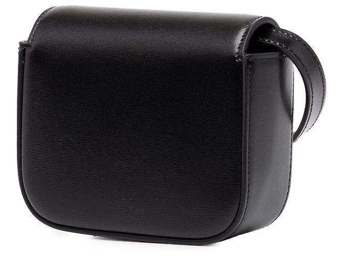 Céline Celine Mini Borsa a Tracolla Triomphe in Pelle di Vitello Lucida Nera - vista 2