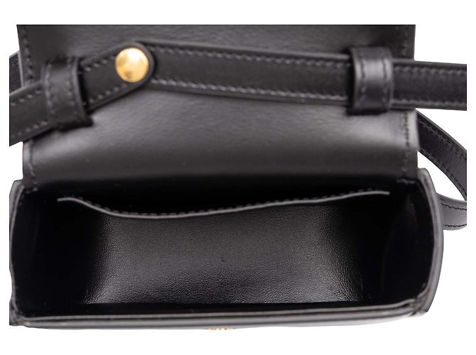 Céline Celine Mini Borsa a Tracolla Triomphe in Pelle di Vitello Lucida Nera - vista 4