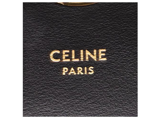 Céline Celine Mini Borsa a Tracolla Triomphe in Pelle di Vitello Lucida Nera - vista 5