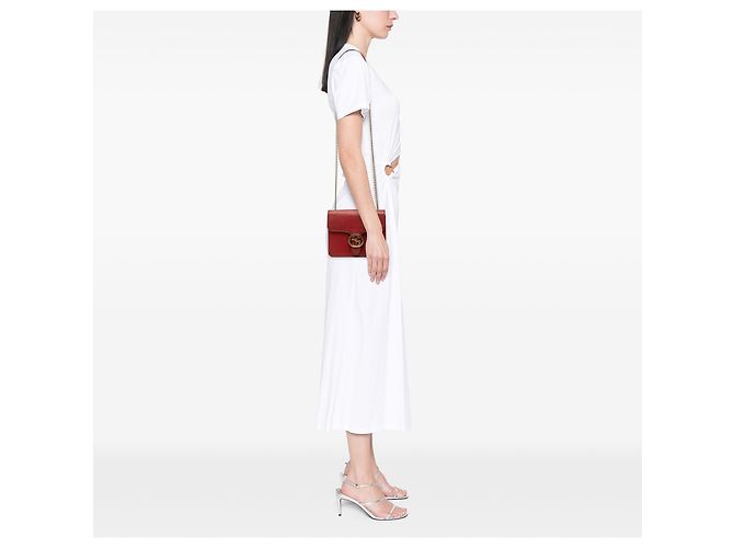 Gucci Borsa a tracolla Interlocking G in pelle di vitello Dollar Small rossa - vista 8