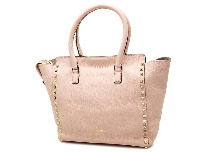 Valentino Rockstud Double Handle Tote aus Leder in Pink, Medium - Ansicht 2