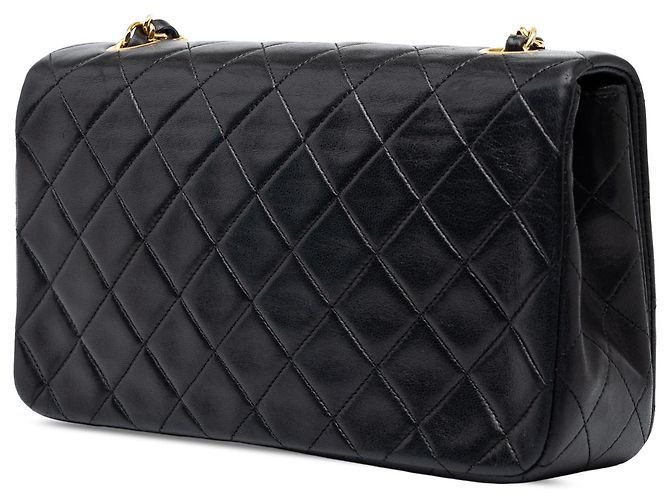 Chanel Black CC Quilted Lambskin Full Single Flap - vista 2