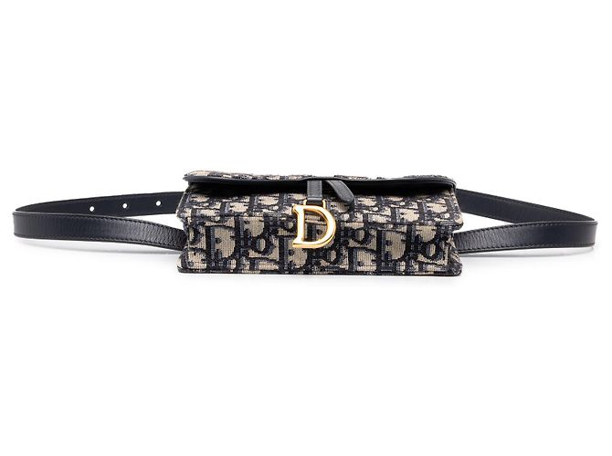 Dior Saddle Gürteltasche aus blauer Oblique Canvas - Ansicht 3