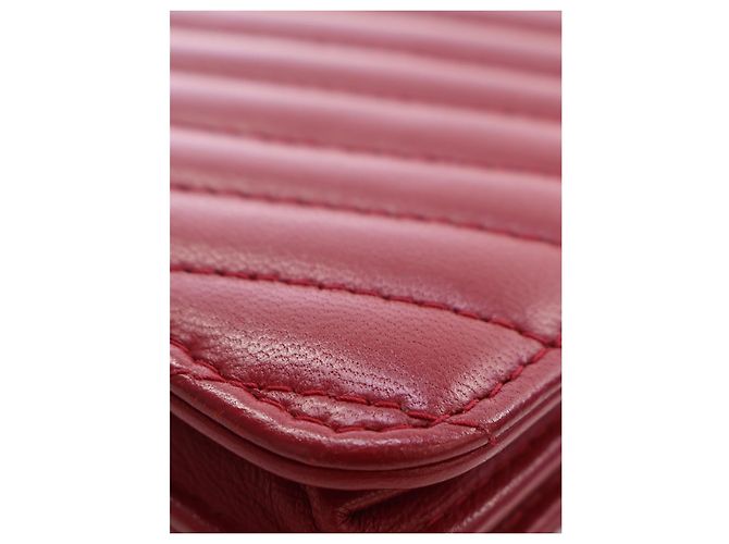 Portafoglio Chanel Red CC Chevron Lambskin Square Envelope Wallet On Chain - vista 10