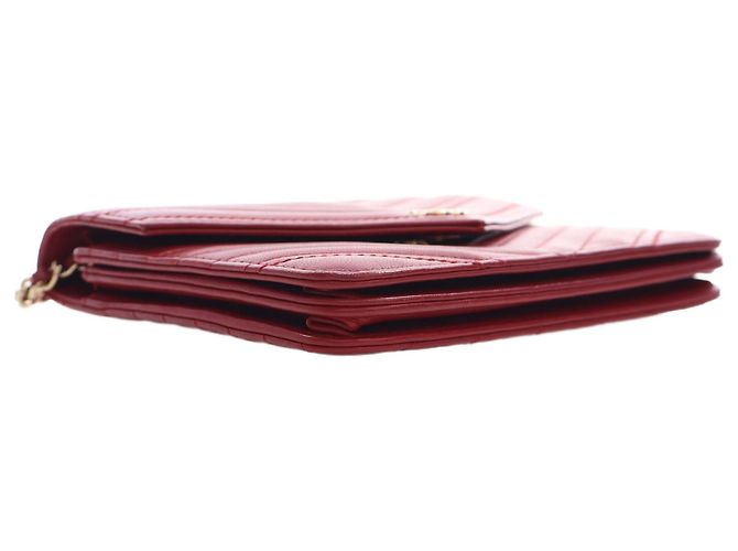Portafoglio Chanel Red CC Chevron Lambskin Square Envelope Wallet On Chain - vista 14