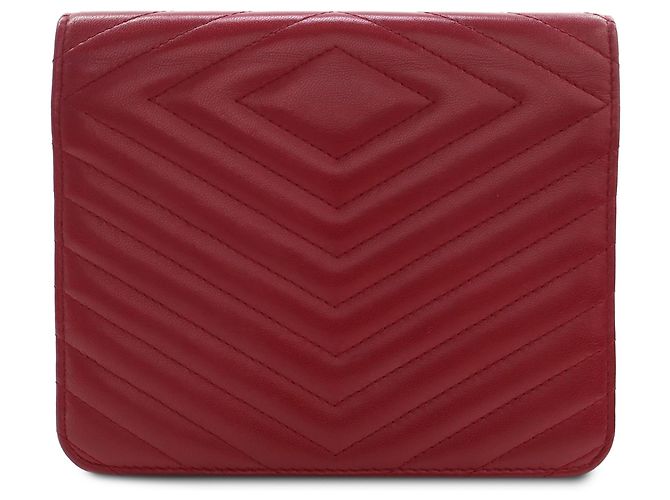 Portafoglio Chanel Red CC Chevron Lambskin Square Envelope Wallet On Chain - vista 2
