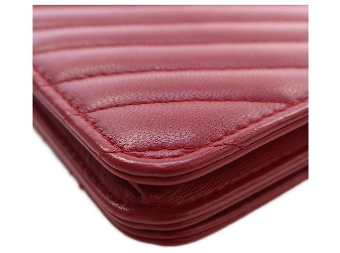 Portafoglio Chanel Red CC Chevron Lambskin Square Envelope Wallet On Chain - vista 9