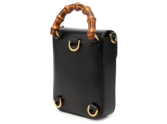 Bamboo Borsa Gucci Mini in pelle di vitello nera con manico in bambù - vista 2