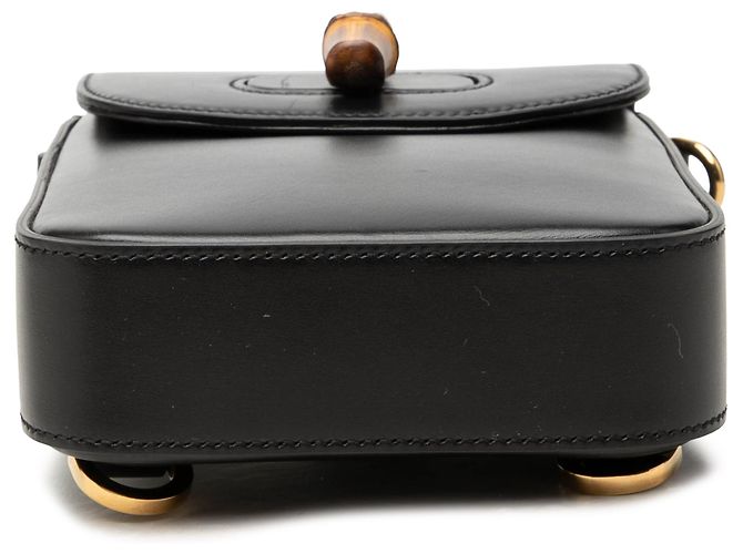 Bamboo Borsa Gucci Mini in pelle di vitello nera con manico in bambù - vista 3