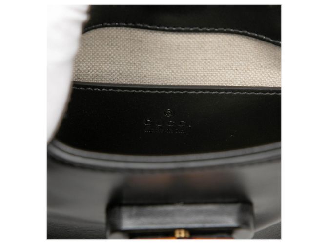 Bamboo Borsa Gucci Mini in pelle di vitello nera con manico in bambù - vista 5