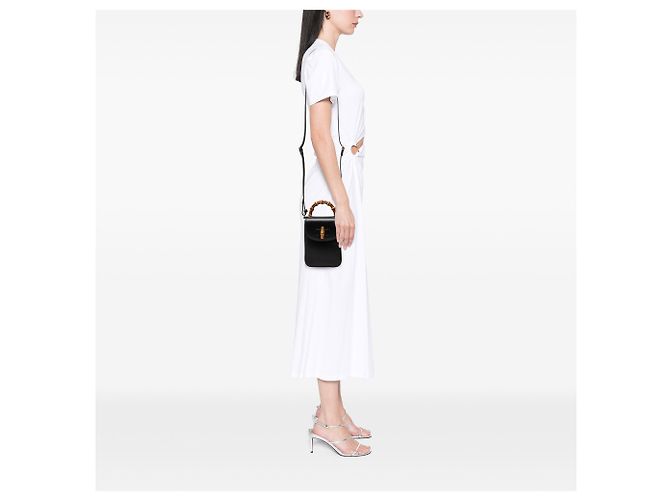 Bamboo Borsa Gucci Mini in pelle di vitello nera con manico in bambù - vista 6