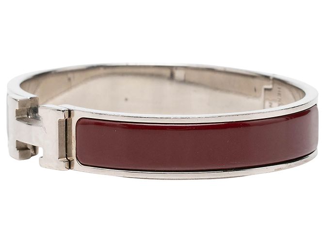 Bracciale Hermès Clic H PM stretto in smalto rosso - vista 2