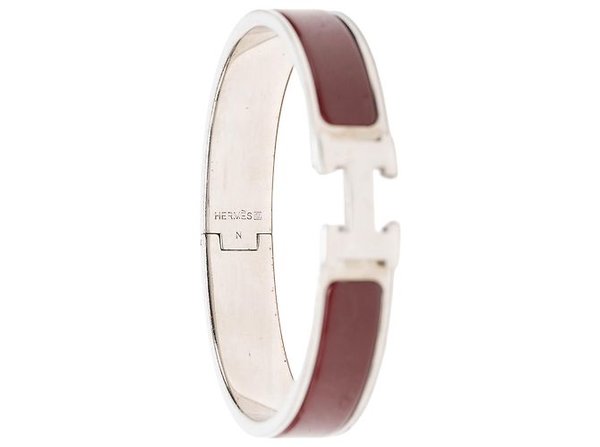 Bracciale Hermès Clic H PM stretto in smalto rosso - vista 4