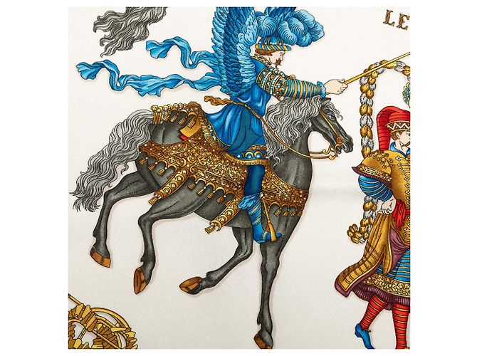 Hermès White Les Fetes du Roi Soleil Seidentuch 90 - Ansicht 7