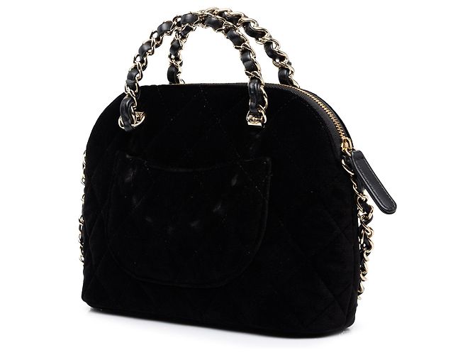 Clutch Coco in velluto matelassé nero Chanel con catena - vista 2