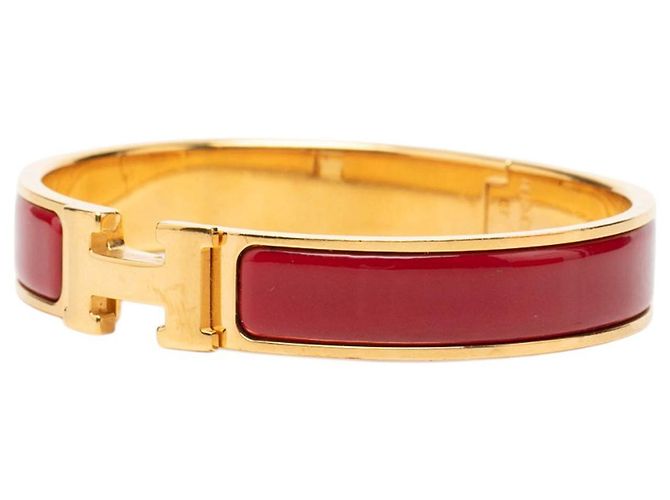 Bracciale Hermès Clic H PM stretto in smalto rosso - vista 2