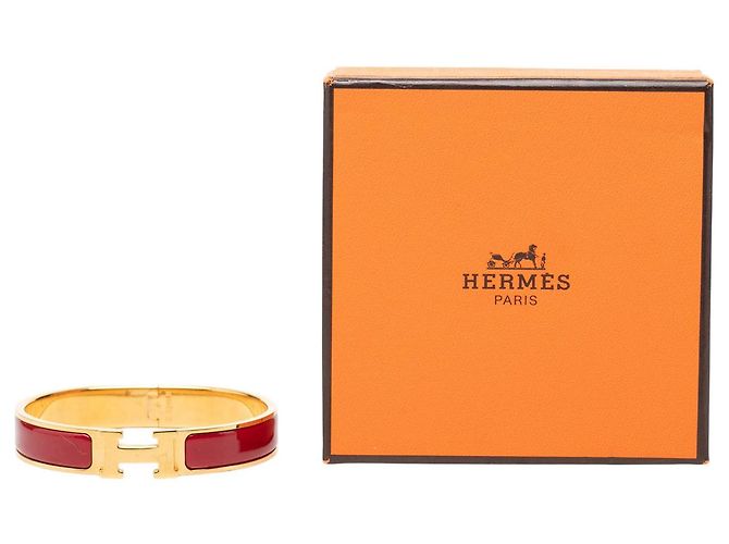 Bracciale Hermès Clic H PM stretto in smalto rosso - vista 5