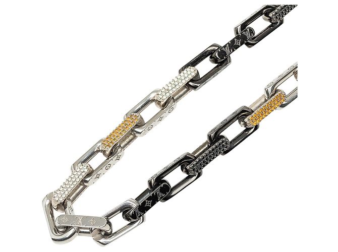 Collana a catena Monogramme in acciaio inossidabile argento e strass Louis Vuitton - vista 2