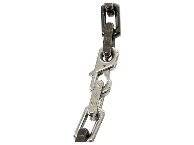 Collana a catena Monogramme in acciaio inossidabile argento e strass Louis Vuitton - vista 3