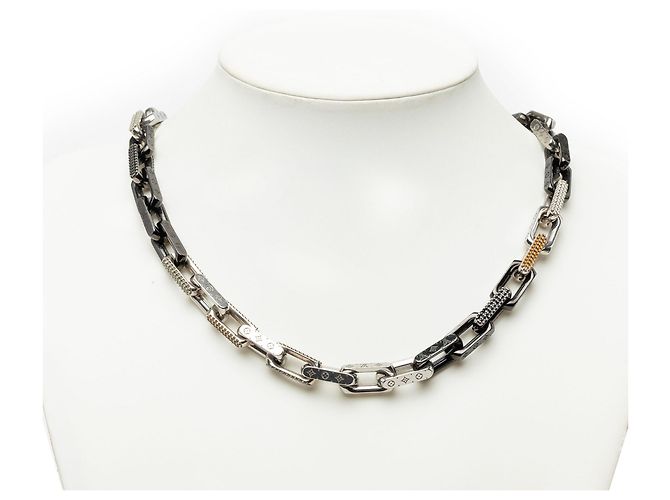 Collana a catena Monogramme in acciaio inossidabile argento e strass Louis Vuitton - vista 5