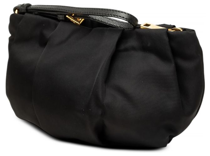 Bow Pochette da polso Prada in Tessuto nero con fiocco - vista 2