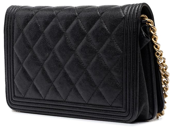 Chanel Black Quilted Caviar Boy Wallet on Chain - vista 2