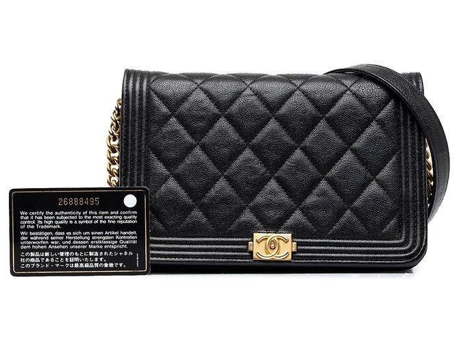 Chanel Black Quilted Caviar Boy Wallet on Chain - vista 7