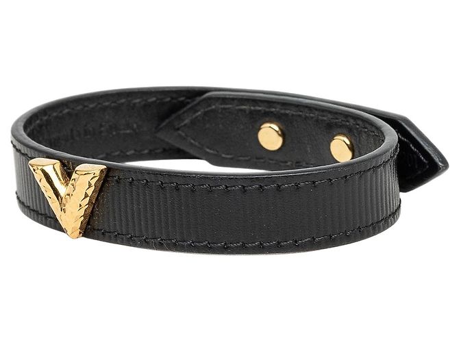 Bracciale Essential V in pelle nera Louis Vuitton - vista 2