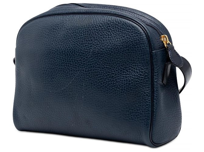 Borsa a tracolla Dior in pelle di vitello granulata blu - vista 2