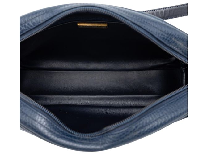 Borsa a tracolla Dior in pelle di vitello granulata blu - vista 4