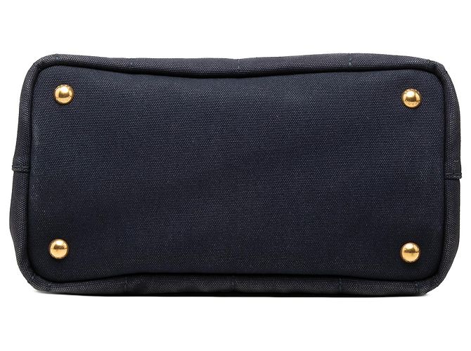 Prada Borsa Tote Small Canvas Canapa Logo Blu - vista 3