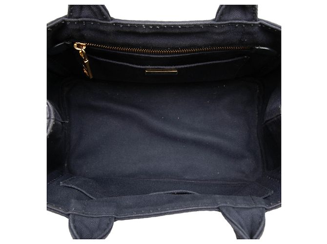 Prada Borsa Tote Small Canvas Canapa Logo Blu - vista 4