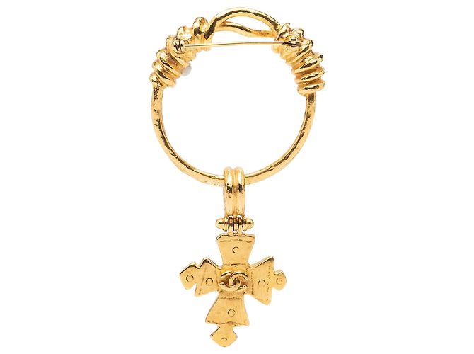 Spilla Croce CC Chanel Gold Plated Oro - vista 3