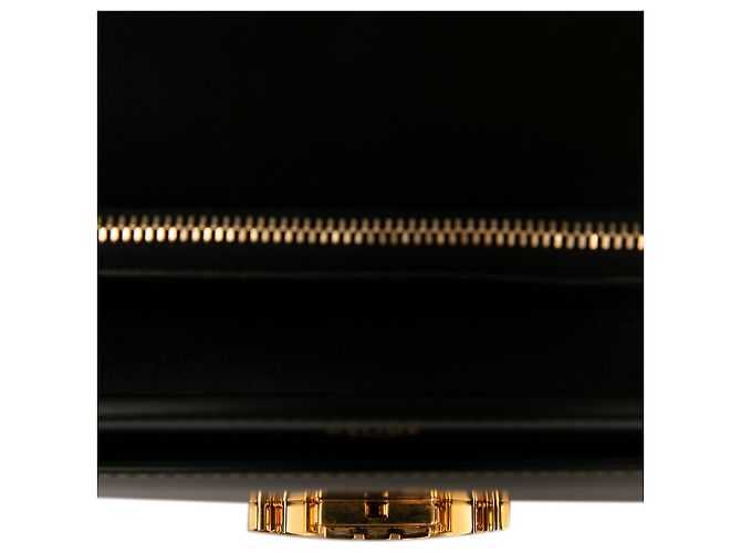 Céline Borsa a tracolla Celine Triomphe in vitello lucido nero con catena - vista 4