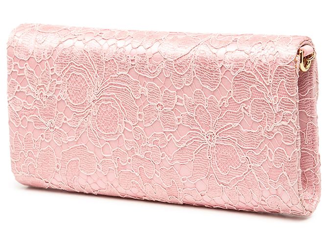 Clutch Dolce & Gabbana in raso rosa e pizzo con lucchetto e catena - vista 2