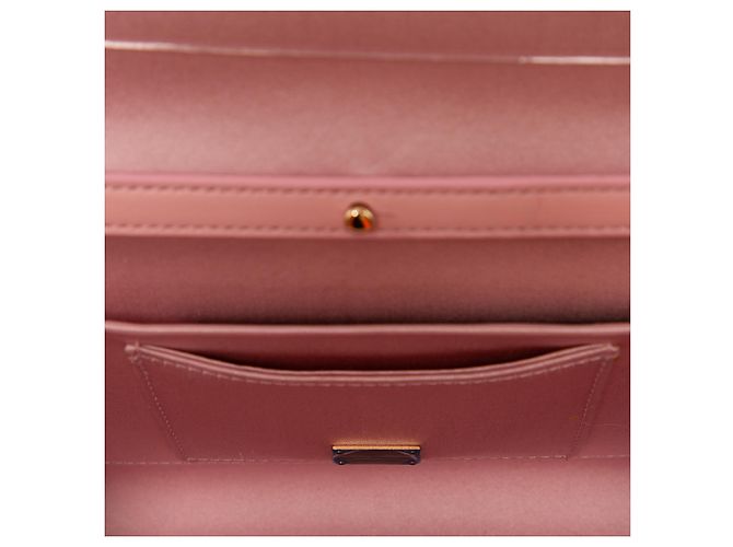 Clutch Dolce & Gabbana in raso rosa e pizzo con lucchetto e catena - vista 4
