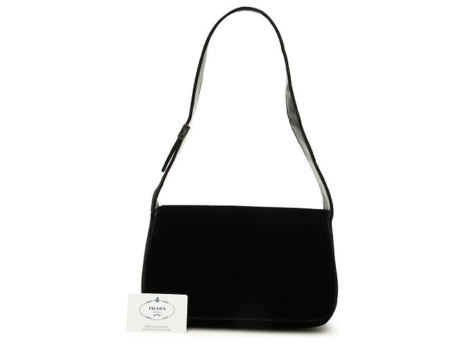 Prada Schultertasche aus schwarzem Samt - Ansicht 7