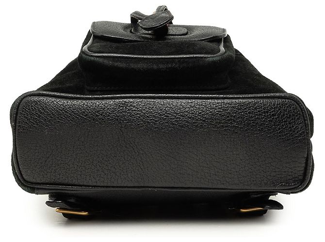 Bamboo Zaino Gucci in suede nero con coulisse e bambù - vista 3